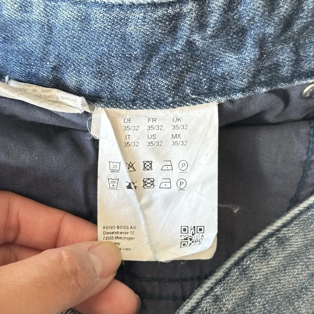 Hugo Boss Orange Mens Jeans 35x32 Blue Straight‎ Slim Medium Wash Denim